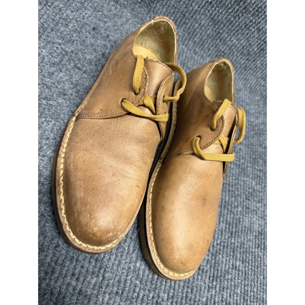 LL Bean‎ Mens Leather Oxford Shoes Tan Lace Up Low Top Made in USA Brown